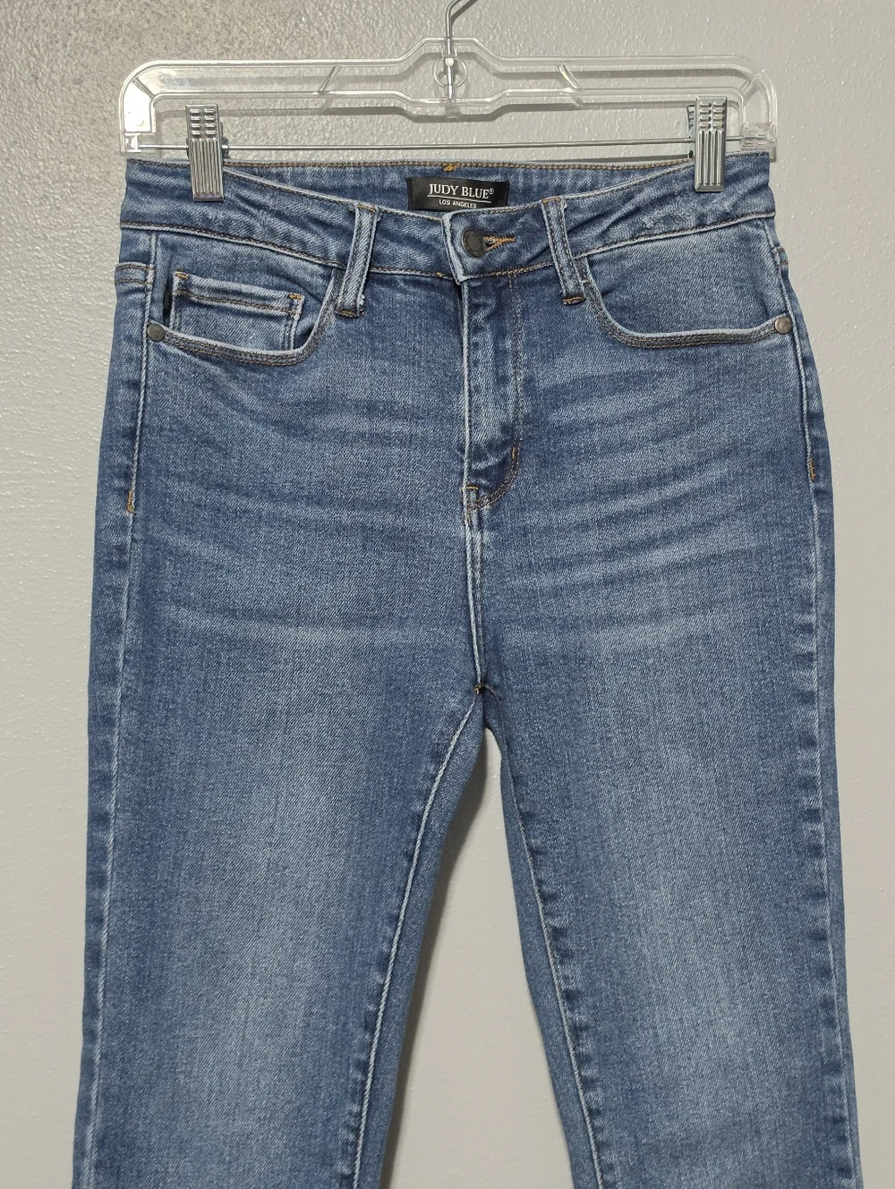 JUDY BLUE Jeans Womens Size 5/27 Blue Mid Wash Skinny Sharkbite Y2K JB8842 - Picture 3 of 8
